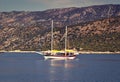 Pleasure boat in a calm, blue sea