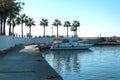 A pleasure boat for the entertainment of tourists stands in the port of Side