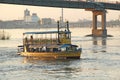 Pleasure boat on the evening Dnieper river