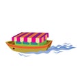 Pleasure boat, flat, isolated object on white background, vector illustration