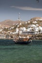 Pleasure boat Mykonos Town Harbour Greece