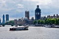 Pleasure boat ride on the Thames river Royalty Free Stock Photo