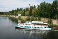 Pleasure boat on the river Southern Bug Royalty Free Stock Photo