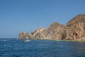 Pleasure boats around end of land, Cabo San Lucas, Mexico