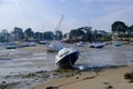 Pleasure boats at low tide in Brittany, France Royalty Free Stock Photo