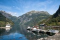 Pleasure boats mooring in the Geirangerfjord Royalty Free Stock Photo
