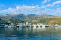 Pleasure boats and yachts at pier on promenade of Budva, Montenegro Royalty Free Stock Photo