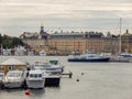 Pleasure boats harbor old buildings Stockholm Royalty Free Stock Photo