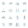 Pleasure field linear icons set. Blissful, Relaxing, Fun, Joyful, Delight, Enjoyable, Thrilling line vector and concept