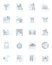 Pleasure field linear icons set. Blissful, Relaxing, Fun, Joyful, Delight, Enjoyable, Thrilling line vector and concept