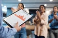 The pleasure is in the profit. a group of businesspeople clapping during a financial meeting in a modern office. Royalty Free Stock Photo