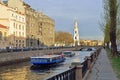 Pleasure river boats, on the Kryukov canal in the background the Royalty Free Stock Photo