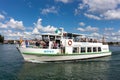 Pleasure ship in the bay of the city of Konstanz on Lake Constance Royalty Free Stock Photo