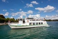 Pleasure ship in the bay of the city of Konstanz on Lake Constance Royalty Free Stock Photo