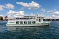 Pleasure ship in the bay of the city of Konstanz on Lake Constance Royalty Free Stock Photo