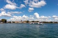 Pleasure ship in the bay of the city of Konstanz on Lake Constance Royalty Free Stock Photo