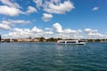 Pleasure ship in the bay of the city of Konstanz on Lake Constance Royalty Free Stock Photo