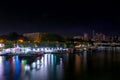 Pleasure Ships at the Night Embankment of the Seine Royalty Free Stock Photo