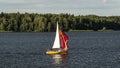 Summer day. pleasure yacht on the Volga river.