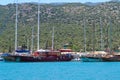 The pleasure yachts while at sea Kekova, Turkey Royalty Free Stock Photo