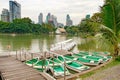 Pleasureboats on a lake in the heart of Bangkok