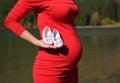 Pleasured pregnant young woman Royalty Free Stock Photo