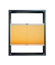 Pleated blind partially opened - yellow color Royalty Free Stock Photo