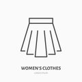 Pleated skirt flat line icon. Classic women apparel store sign. Thin linear logo for clothing shop Royalty Free Stock Photo