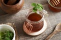 Plectranthus amboinicus syrup in a jar - medicinal syrup for common cold