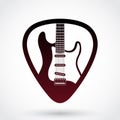 Plectrum with guitar elegant logo design