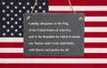 The pledge of allegiance on flag