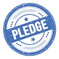 PLEDGE text on blue round grungy stamp