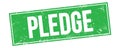 PLEDGE text on green grungy rectangle stamp