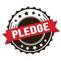 PLEDGE text on red brown ribbon stamp