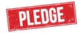 PLEDGE text on red grungy rectangle stamp