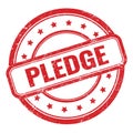 PLEDGE text on red grungy vintage round stamp Royalty Free Stock Photo