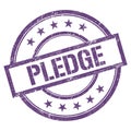 PLEDGE text written on purple violet vintage stamp