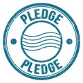 PLEDGE text written on blue round postal stamp sign