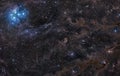Pleiades Nebula in Surrounding Dust Royalty Free Stock Photo