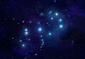 Pleiades or Seven Sisters Constellation in the Night Sky Illustration Royalty Free Stock Photo