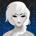 Pleiadian female alien with white hair in space