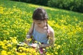 Plein air, girl drawing in the field