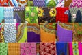 Plenty of colorful African fabrics in a rows Royalty Free Stock Photo
