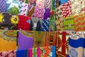 Plenty of colorful African fabrics in a rows Royalty Free Stock Photo