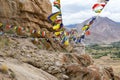 Plenty of colorful Buddhist prayer flags on the Stupa Royalty Free Stock Photo