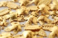 Plenty of gold shining metal leaves. Jewelry findings Royalty Free Stock Photo