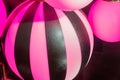 Plenty pink lanterns in ball shape. Party decoration