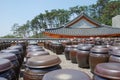Plenty of pots to prepar kimchi Royalty Free Stock Photo