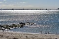 Sail ships on silver sea