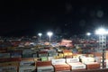 Plenty stowed containers from different shippers observed during the night